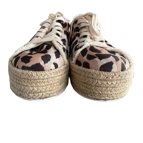 Schutz | Luna Canvas Animal Print Espadrille Platform Sneakers Size 7.5 - Picture 6 of 11